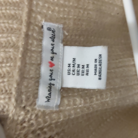 Cream & Beige Stripped Sweater with Gold Trim (Size M) - Picture 3 of 3